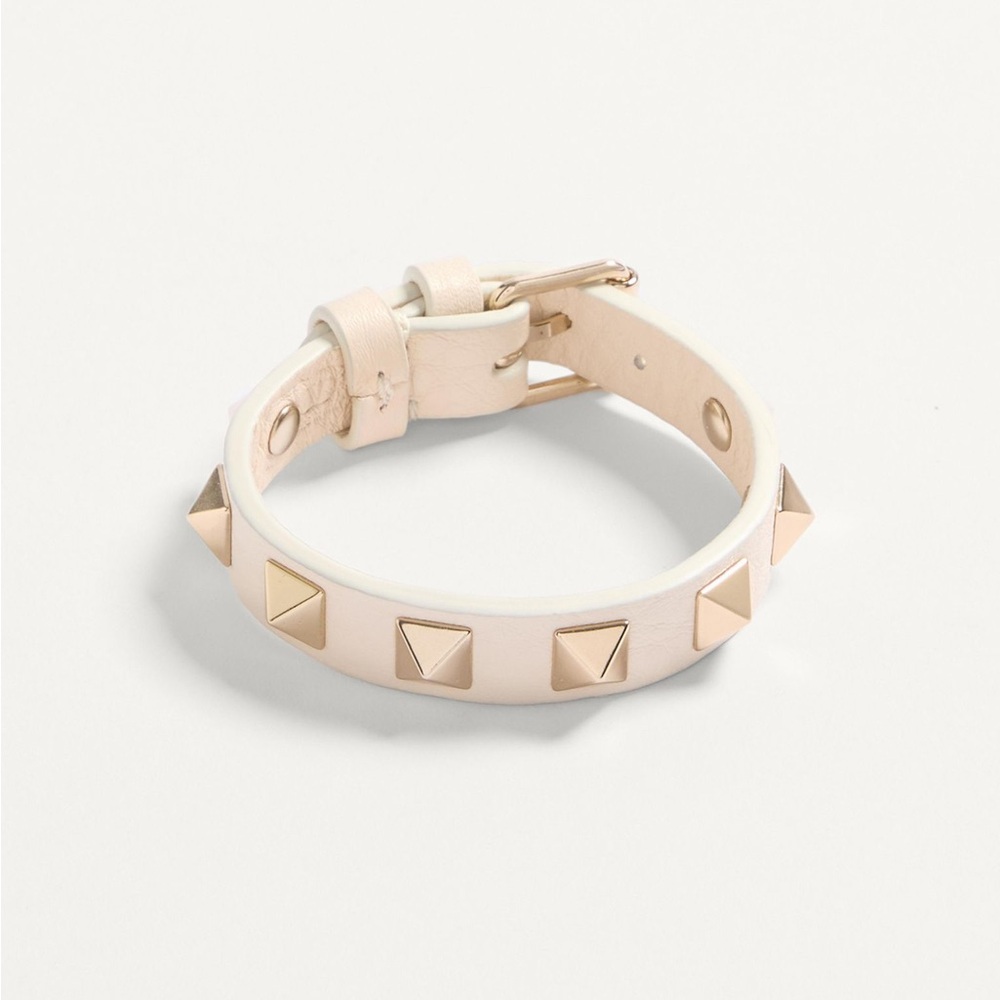 Valentino Garavani Rock Stud Ivory Bracelet with Gold Studs